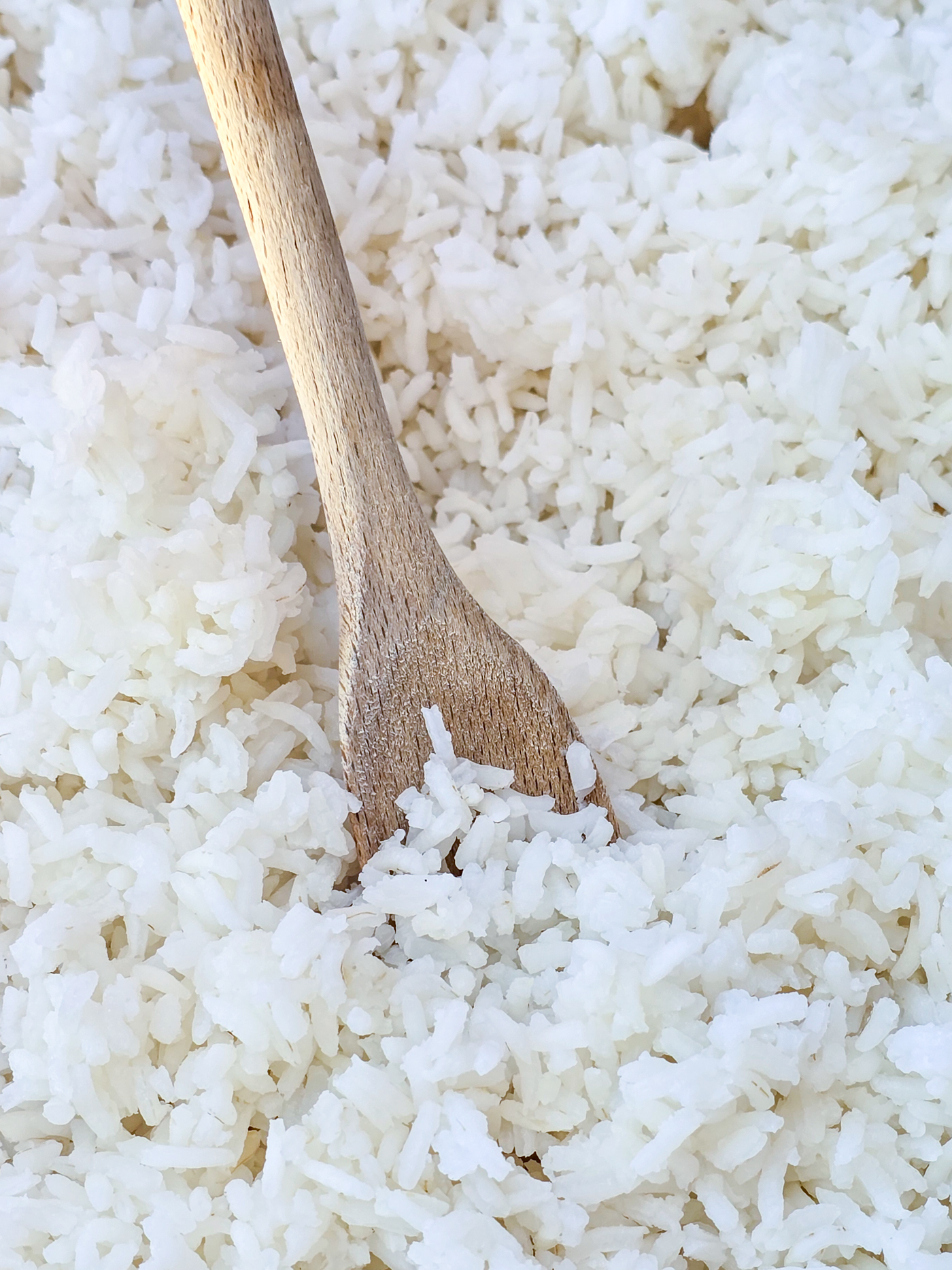 wood spoon inserted into oven-baked rice